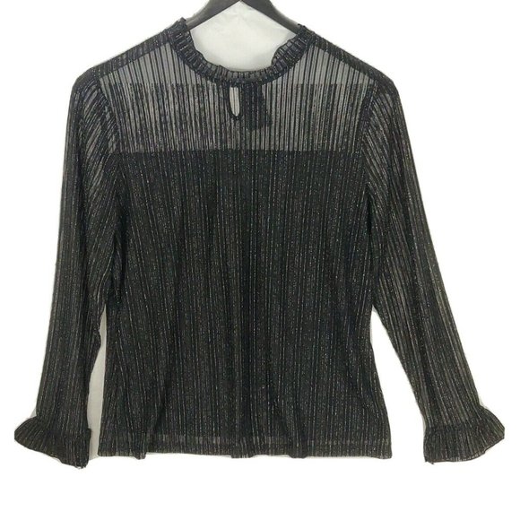 NWT INC Black Silver Mock-Neck Shine Top XXL - Picture 3 of 13